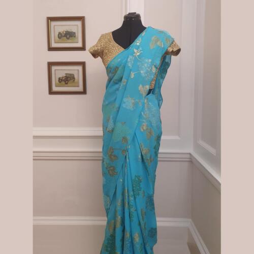Blue & Gold Mother of the Bride/Groom Sari